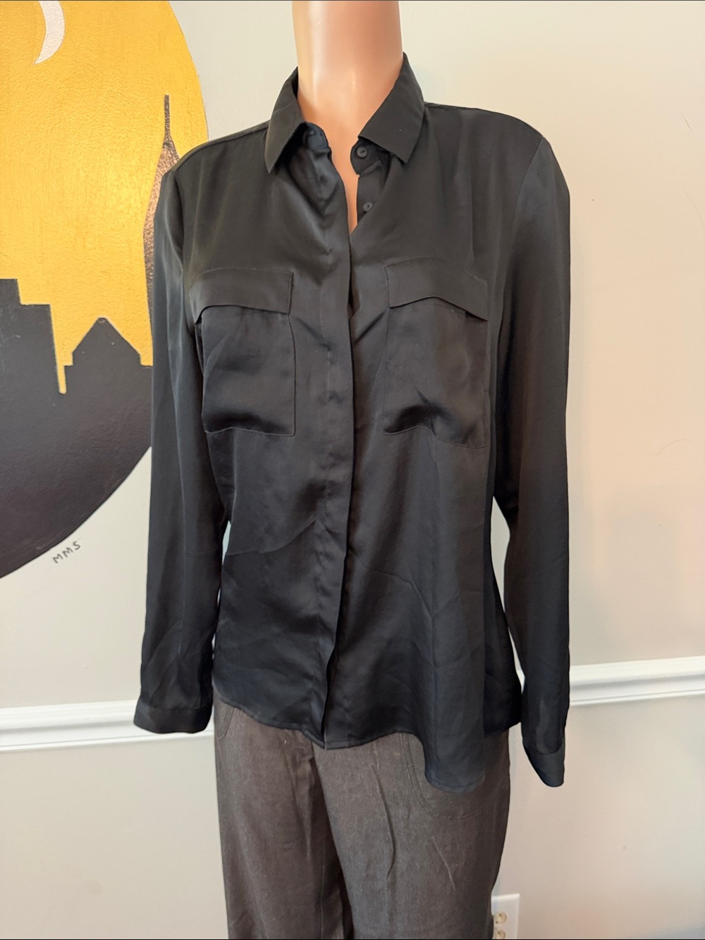 Mango Black Satin shirt